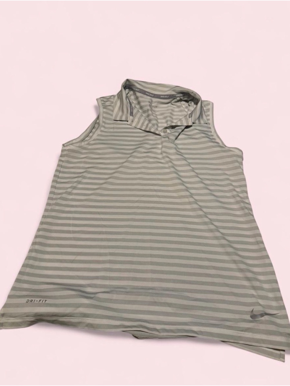 Nike Dri-FIT Sleeveless Polo Tank - Gray Stripes